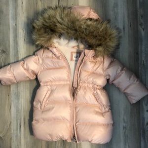 Baby gap puffer jacket with fur 18-24 months